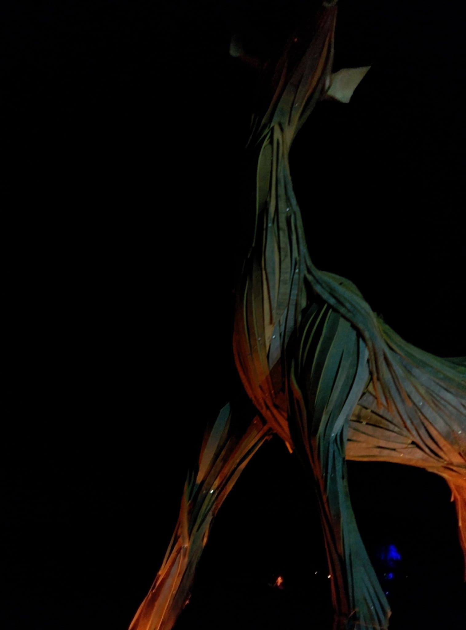 Lit hanging sculpture in the dark, Boom 2014