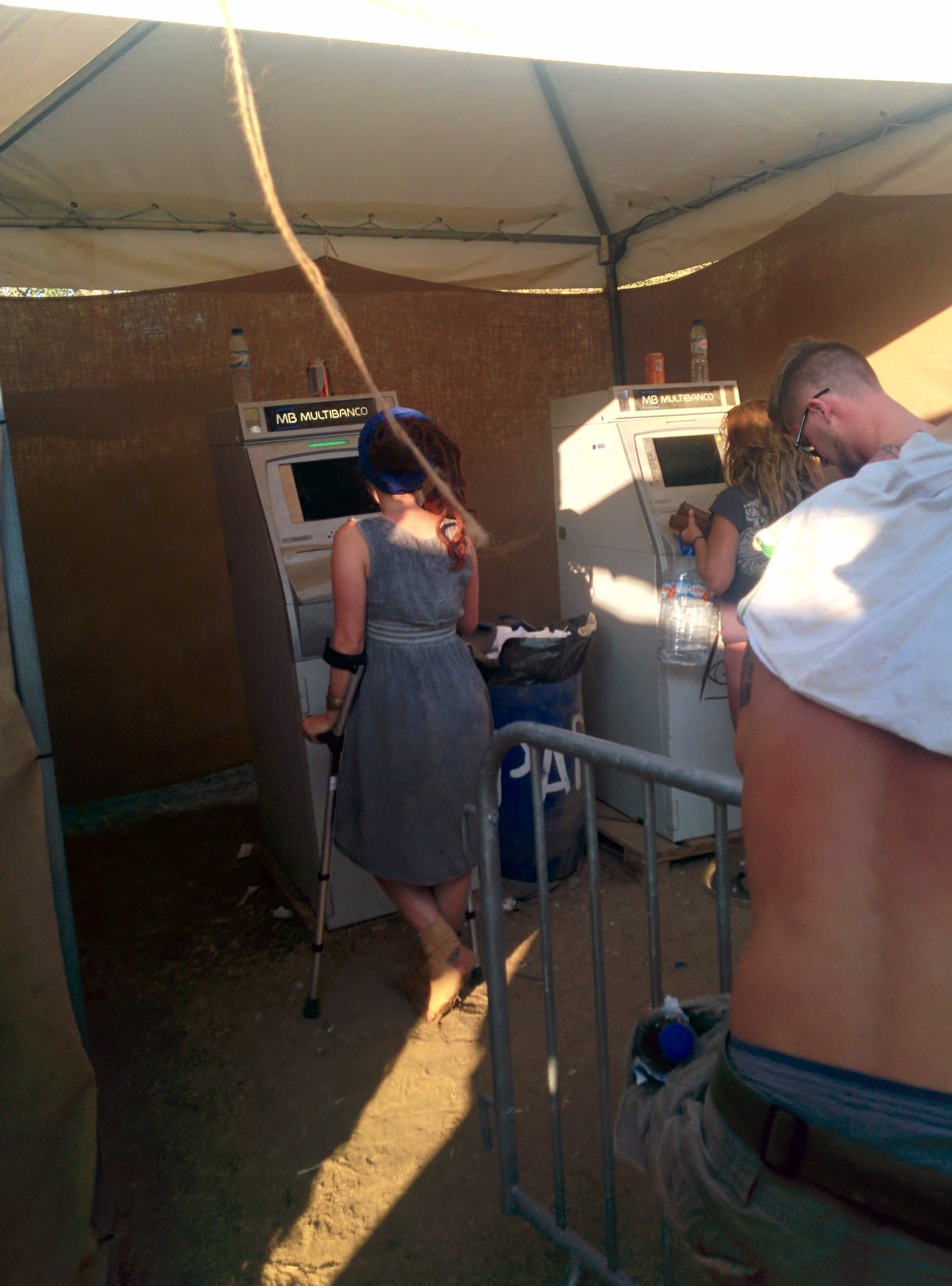 Cash machines built into an adobe wall, Boom 2014