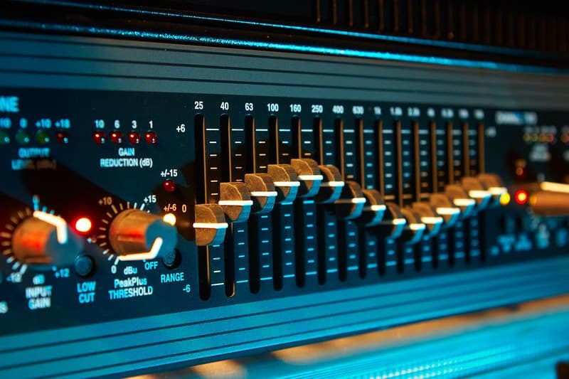 recording studio audio radio abstract amplifier background black blue board bright broadcast buttons channels color console control cyberspa