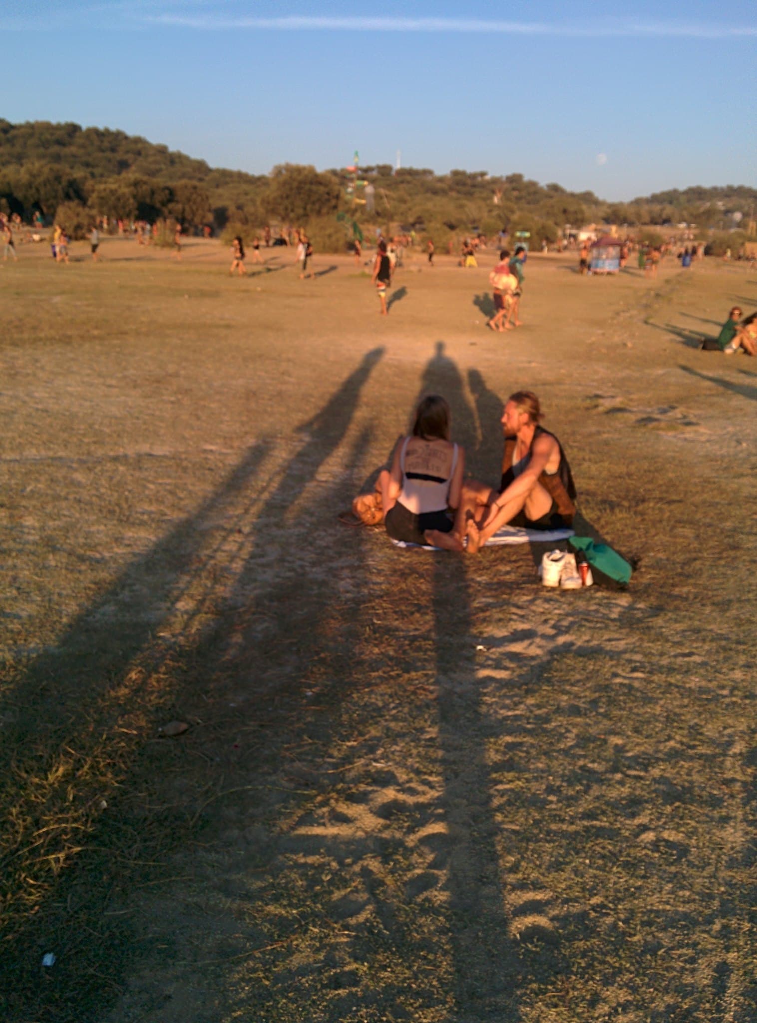 Long shadows on the beach in late sun, Boom 2014