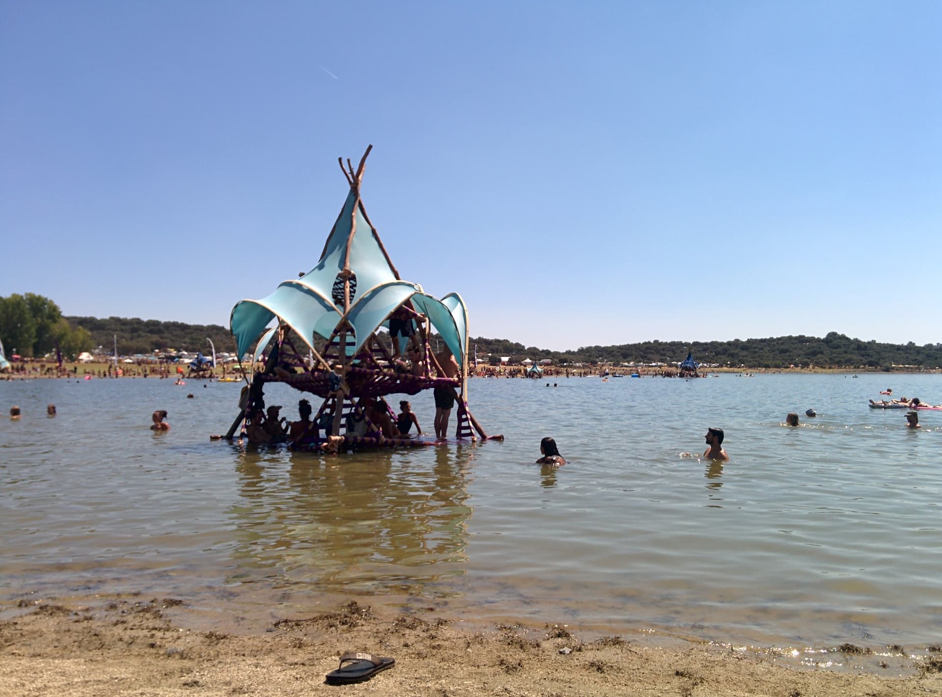 Floating stage structure out on the water, Boom 2014