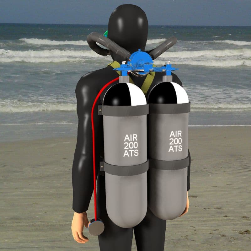 Diagram of a twin-hose aqualung