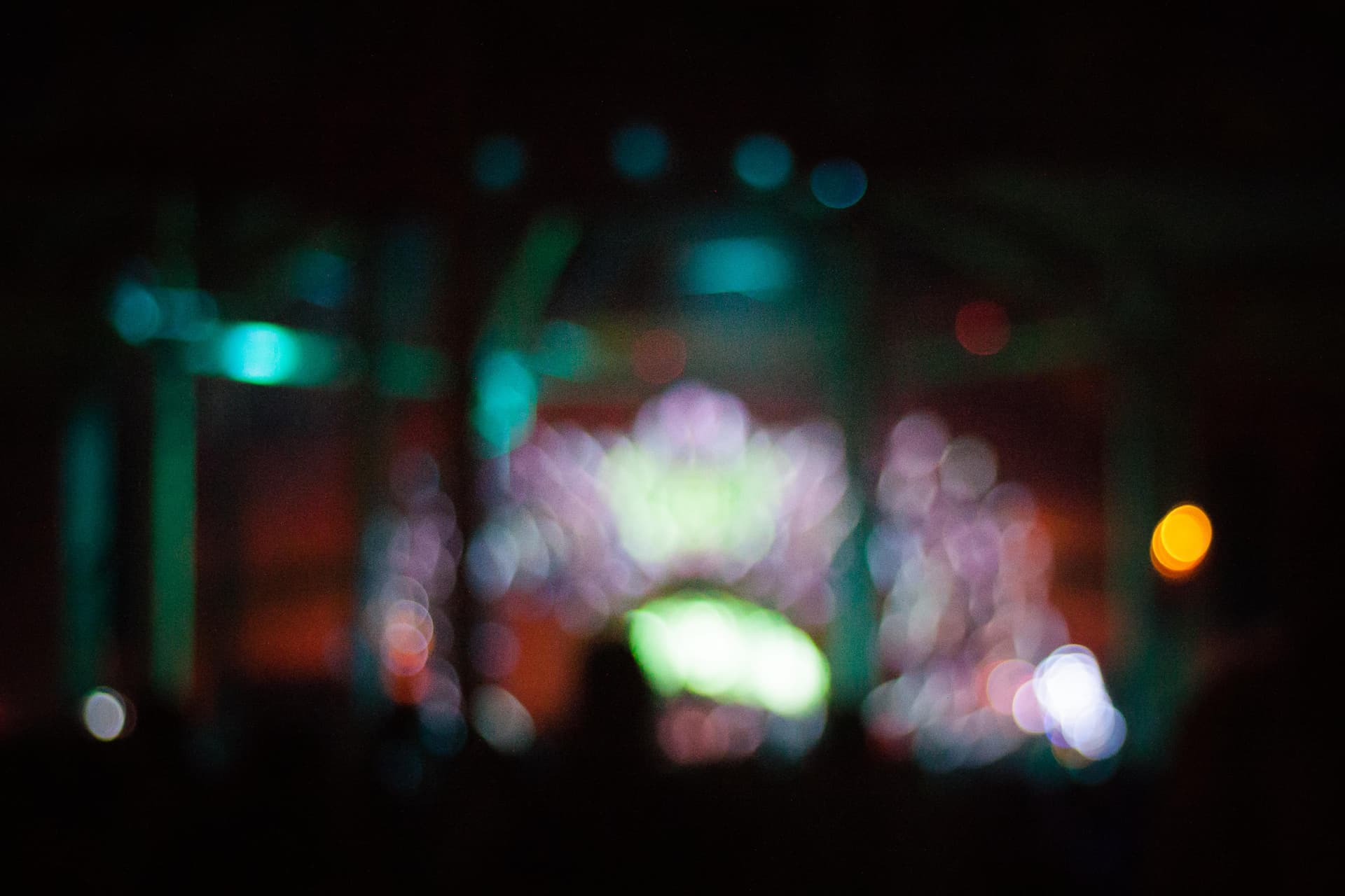 Stage lights seen through shallow focus