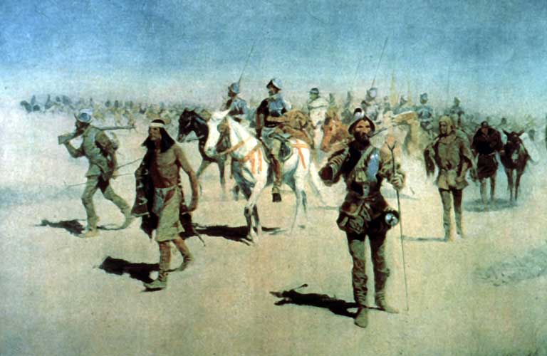 "Coronado sets out to the north" , oil painting by Frederic Remington