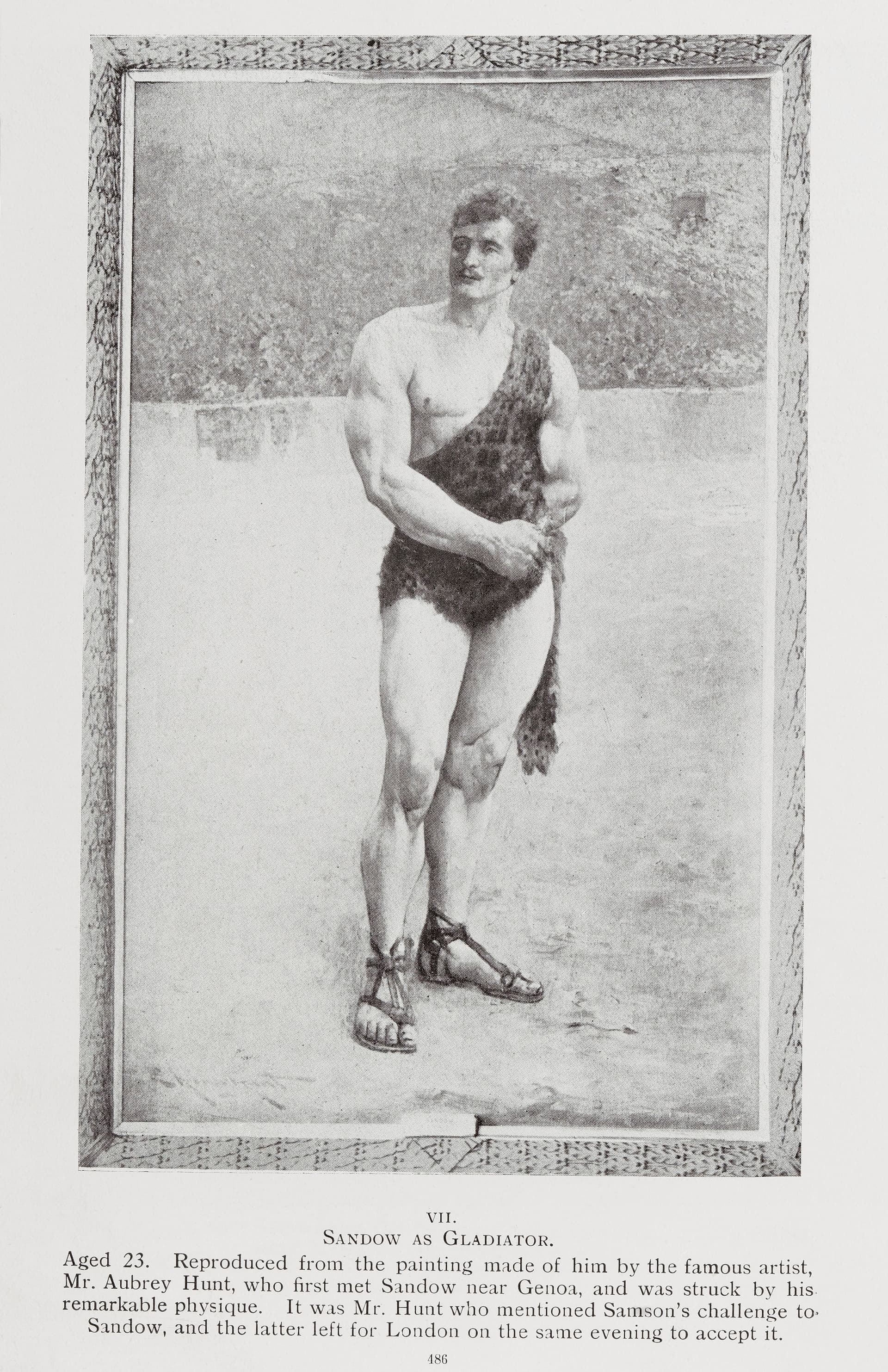 Sandow as a gladiator, painted by Aubrey Hunt