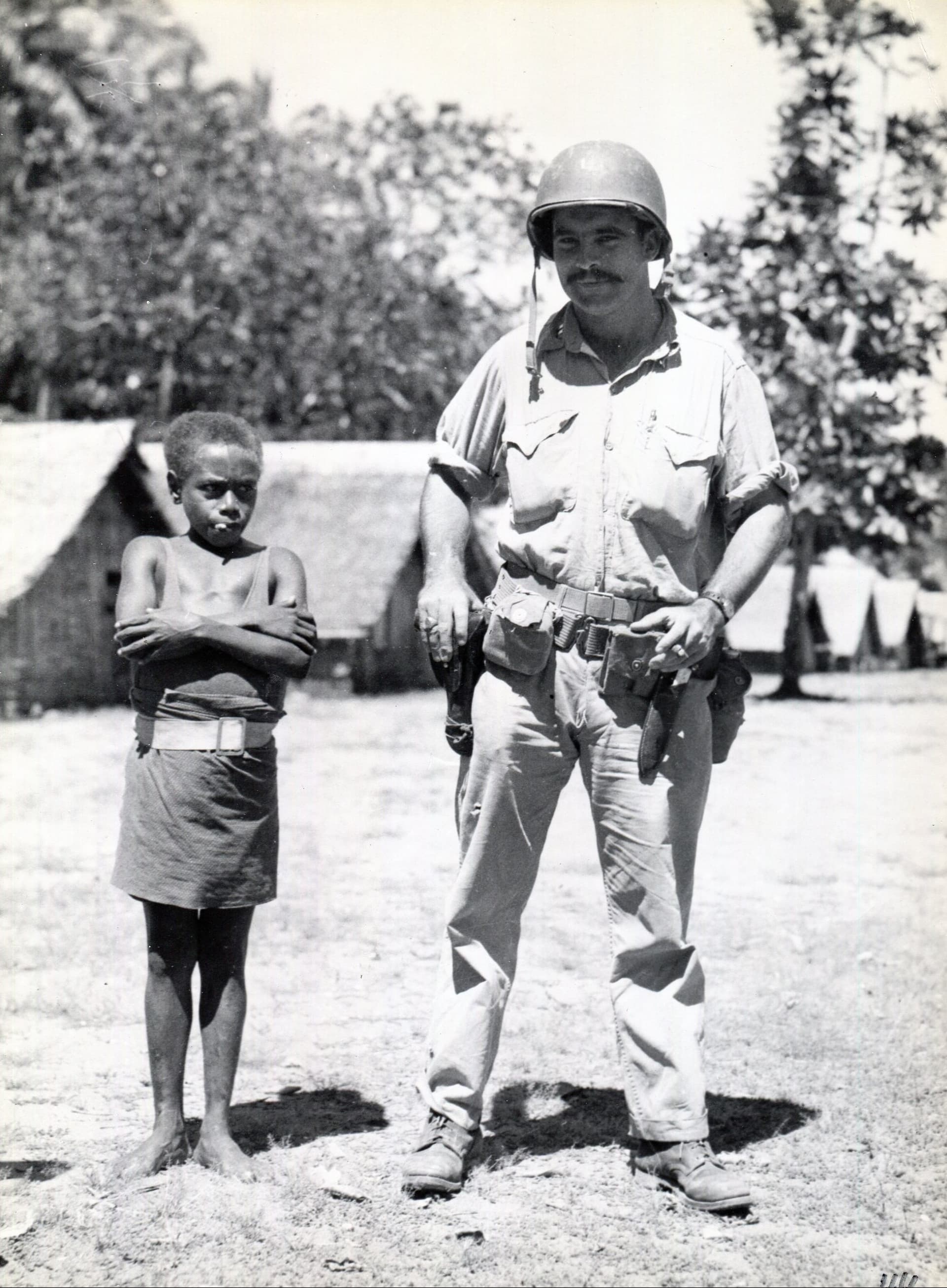 Marine and Guadalcanal Water Boy, circa 1942