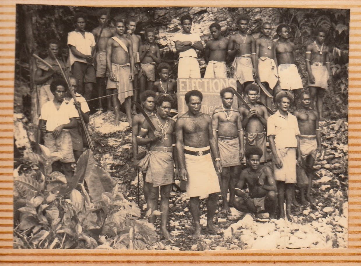 Voters at Gwee'abe in east Kwaio during the Malaita Council elections, 1962