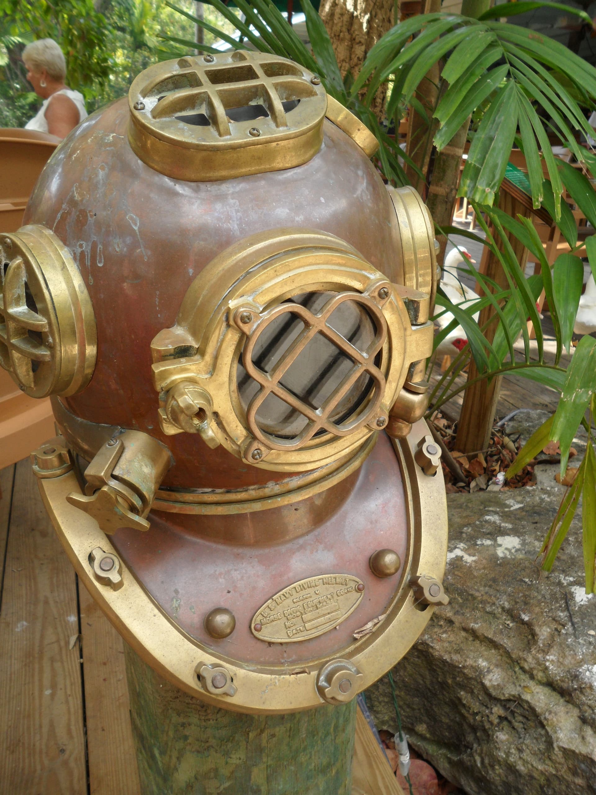 A US Navy Mark V diving helmet