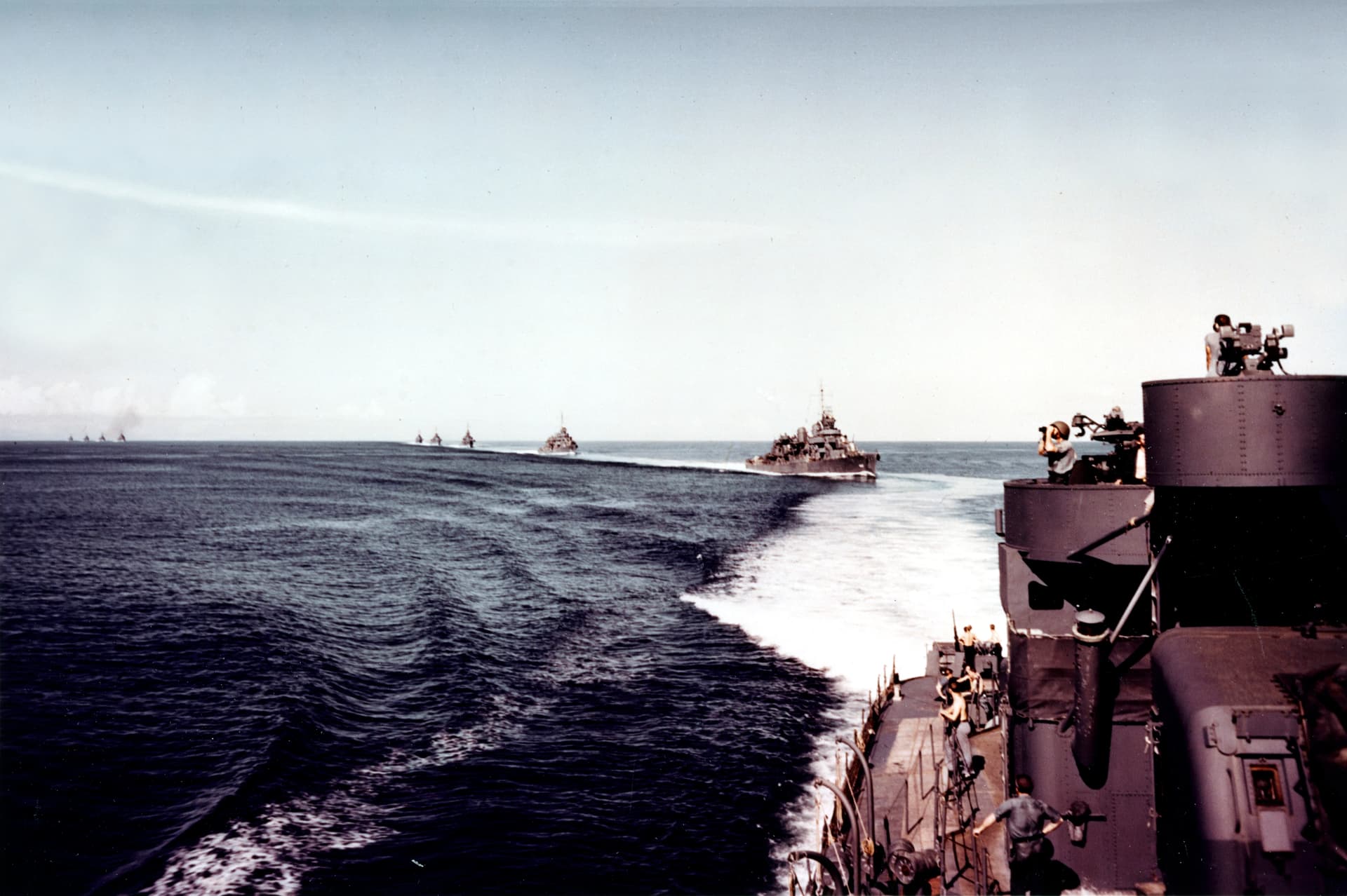 US Task Force 18 steams in column in the Solomons on 13 May 1943