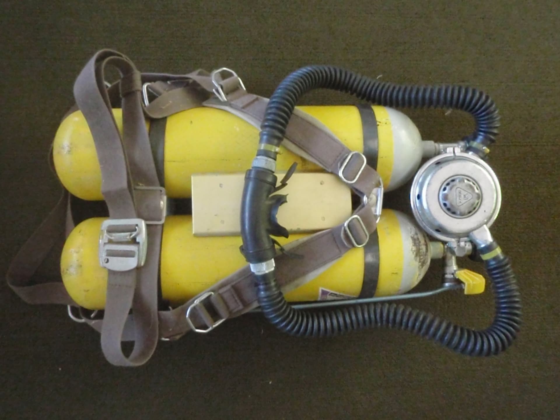 A twin-cylinder set with twin-hose regulator