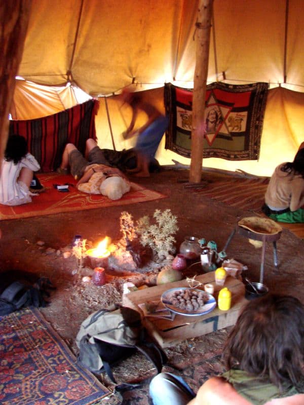 Interior of a decorated tented lounge