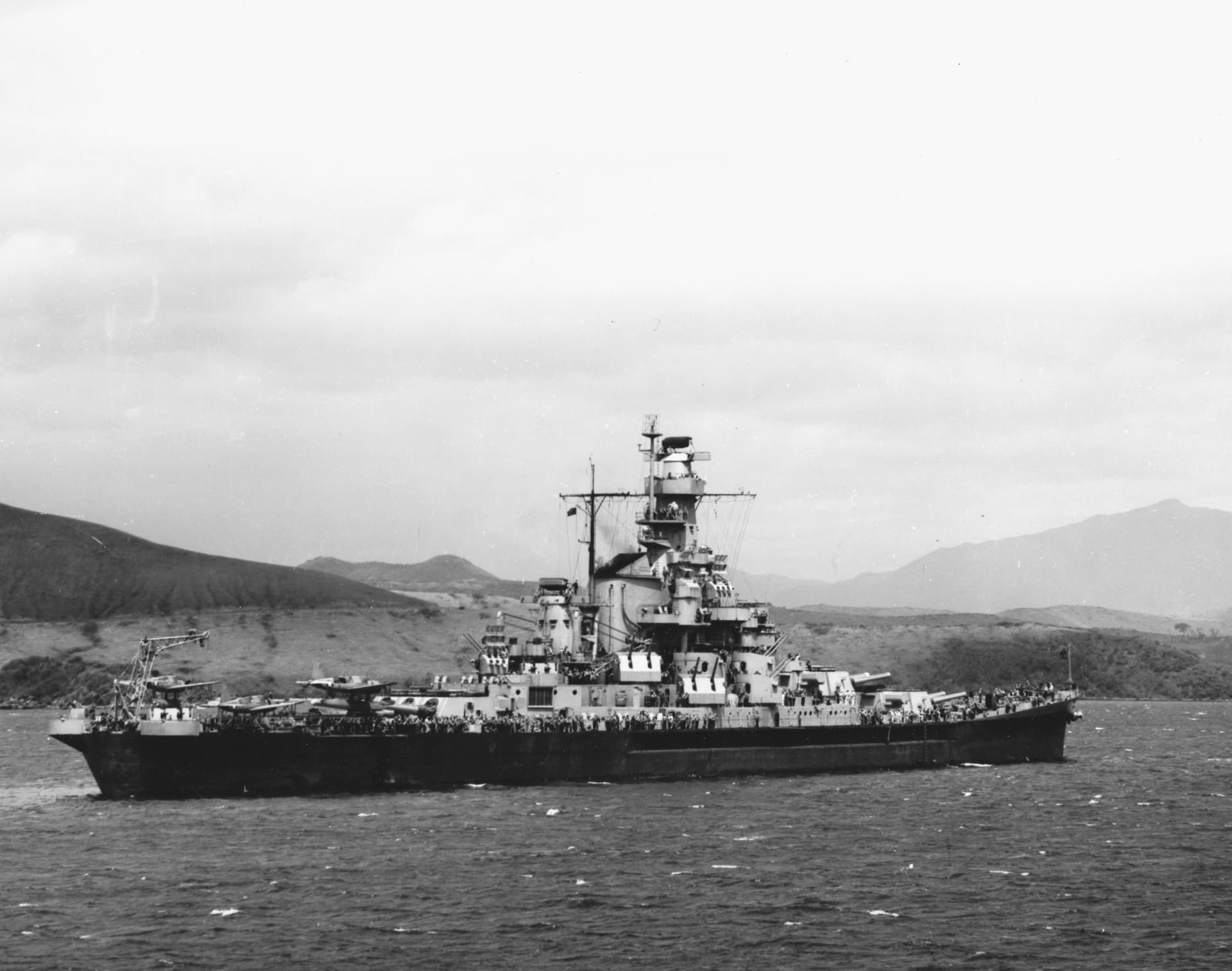 USS Indiana (BB-58) In a South Pacific harbor