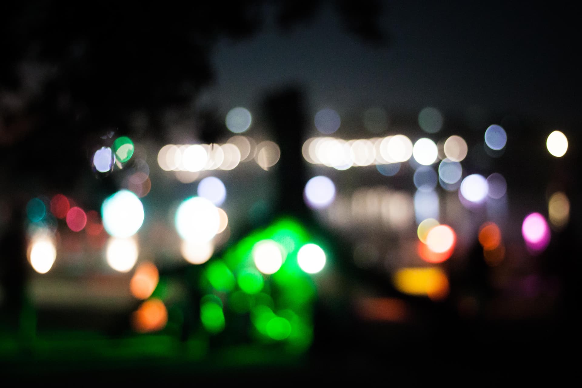Stage lights out of focus at night