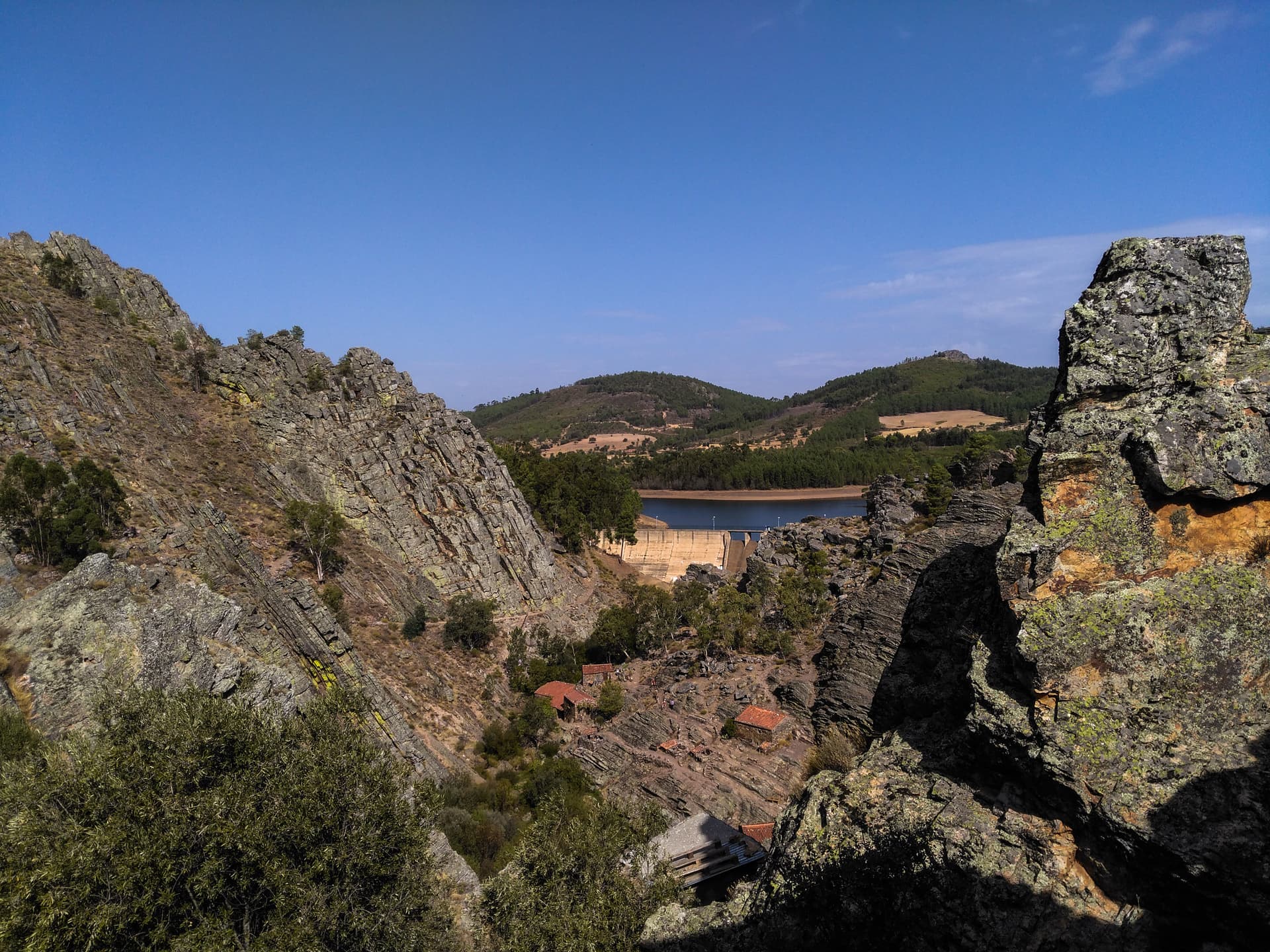 Ridge and reservoir seen from the rocks